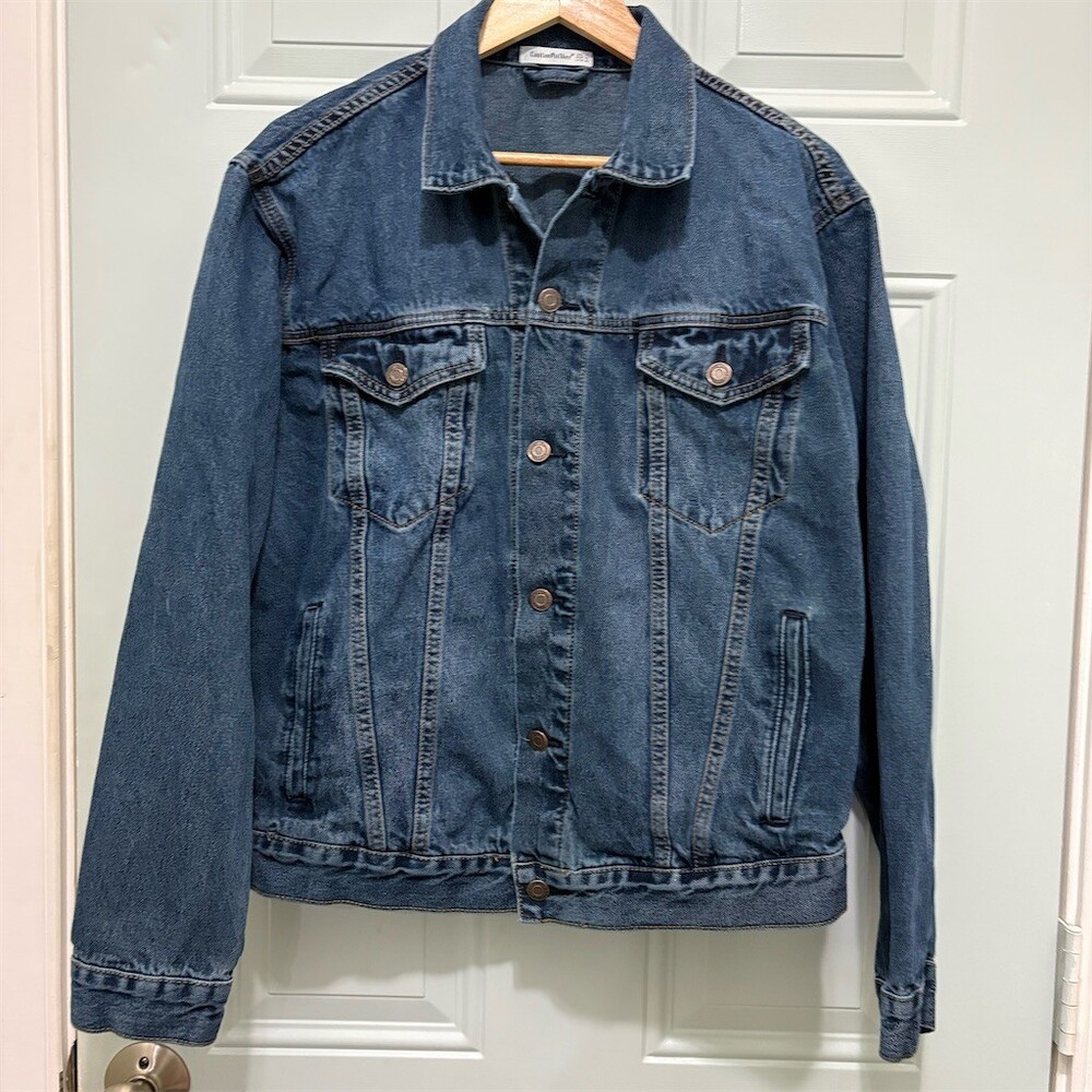 Canton Walker Men's Denim Trucker Jacket Size XL Blue Button Front